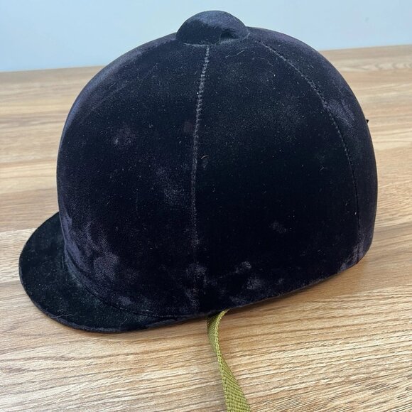 Vintage Olympian Equestrian Riding Helmet Black Velvet Women's Size 7 1/8 in Box - Picture 10 of 13